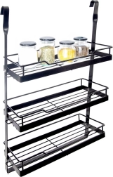 Piekarināms virtuves plaukts relingam, metāla, melns RADKA 32 × 11 × 46 cm
