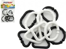 Plastiskas melnbaltas figūras – ķēde zīdaiņiem, 10 gab.