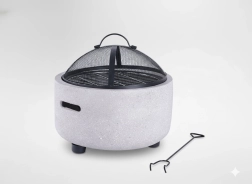 Garden fire pit with lid and poker 43 × 43 × 38.5 cm