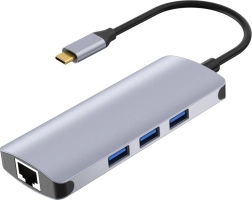USB‑C centrmezgls (dokstacija) ar LAN, HDMI 4K un karšu lasītāju