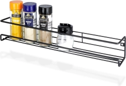 Metāla sienas garšvielu plaukts, melns