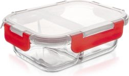Glass divided food storage container with lid and seal, 1.3 l