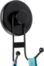 Metāla dubultais āķis ar piesūcekni, melns, 6,5 × 5,5 × 10 cm