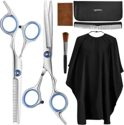 Friziera komplekts ar 7 detaļām: 2 šķēres un maciņš