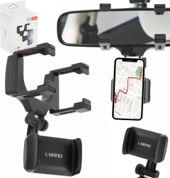 Tālruņa turētājs automobilim pie atpakaļskata spoguļa ar rotāciju