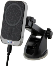 Magnētiska bezvadu auto lādētāja BMW MagSafe 15 W M Edition ar turētāju pie stikla, paneļa un ventilācijas restes