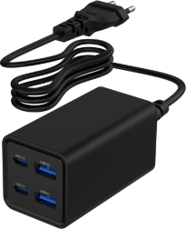 Universāls lādētājs 65W GaN 2xUSB-A 2xUSB-C ātrā uzlāde melns