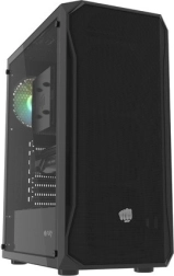 PC korpuss Fury Shobo SH4 RGB Midi Tower, melns ar rūdīta stikla sānu paneli