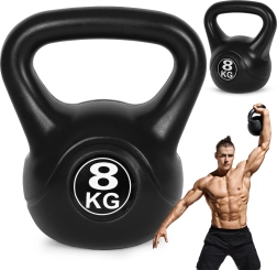 Kettlebell 8 kg ModernHome – plastmasas svarbumba spēka treniņiem un rehabilitācijai