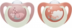 NUK First Choice Night Pacifier 6–18 months, 2 pcs, bunny/sheep