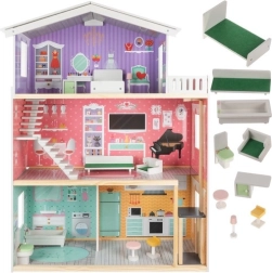 Koka leļļu māja 114 cm ar liftu un aprīkojumu KRUZZEL