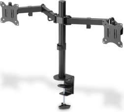 Divkāršs galda monitora turētājs ar skavu 15"–32", melns