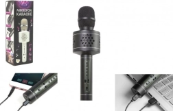 Bluetooth karaoke mikrofons ar skaļruņiem un atbalss efektu – melns