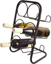 Black metal wine rack for 6 bottles