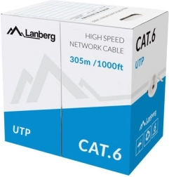 UTP Cat.6 Network Cable, solid copper conductor, 305 m, gray