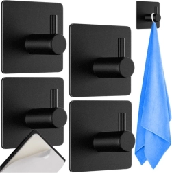 Pašlīmējamie metāla āķi RUHHY, komplekts 4 gab. – melni, bez urbšanas