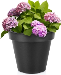 Plastmasas dārza puķupods melns, apaļš 29 cm