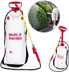 8 l spiediena dārza smidzinātājs MULTIGARDEN ar garu šķiedrstikla laisti un virzuļa sūkni