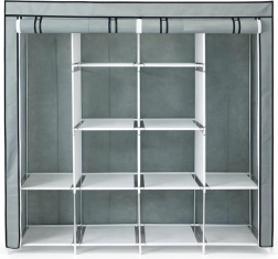 Tekstila drēbju skapis XXL, pelēks