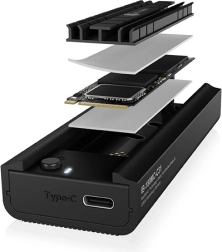 Dokstacija ICY BOX IB-180MC-C31 SSD M.2 NVMe un SATA, USB 3.2 Gen 2 Type‑C, alumīnijs
