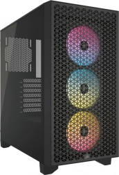 Corsair 3000D RGB Airflow mid‑tower korpuss ar rūdīto stiklu, melns