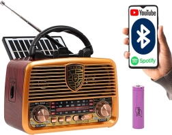 Pārnēsājams analogais radio RA10 AM/FM ar saules uzlādi un Bluetooth
