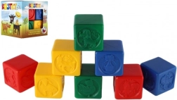 Krāsainas plastmasas klucīši bērniem ar dzīvnieciņiem, komplekts 8 gab.