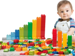 Counting construction set with numbers – 56 pieces and 10 activity cards