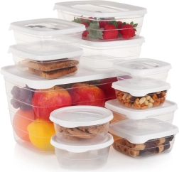 Plastmasas pārtikas uzglabāšanas trauku komplekts ar vāciņiem, 11 gab.