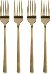 Set of Gold Stainless Steel Dessert Forks, 4 pcs