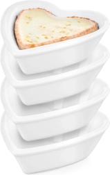 Porcelāna sirds formas uzkodu bļodiņas 7,5 cm, 35 ml, 4 gab.