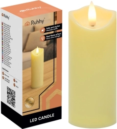 LED svece 12,5 × 5 cm ar mirgojošu liesmu, silti balta