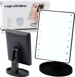 LED kosmētikas spogulis ar statīvu un regulāciju, melns