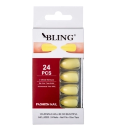 Artificial Nails, BLING Fashion Nail Tips (24 pcs) - Yellow