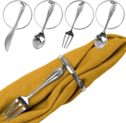 Metal napkin rings with silver cutlery, 4 cm, set of 4