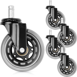 Gumijas ritenīši biroja krēslam 75 mm, tapa 11 mm, 5 gab.