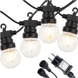 Āra LED gaismas virtene 14,5 m, 20 siltas spuldzītes ar taimeri IP44
