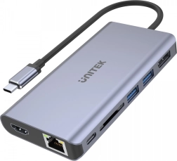 Daudzfunkcionāls USB-C hubs: 2x USB 3.1, HDMI 2.0, DP 1.4, RJ45, SD, Power Delivery