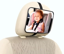 Atpakaļskata bērnu auto spogulis uz galvas balsta, regulējams 18,8 × 13,5 cm
