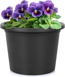 Dārza plastmasas puķu pods melns apaļš 23 cm