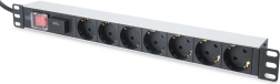 PDU 19" rack barošanas līste 7x Schuko, 2 m, 1x Schuko, 16A ar aizsardzību pret pārspriegumu