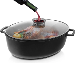 Granitēta ovāla cepamtrauks ar vāku 12 l ORION Grande