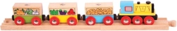 Bigjigs Rail kravas vilciens ar dārzeņiem un sliedēm