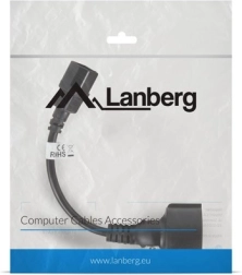 IEC 320 C14 to Schuko power extension cable, 20 cm, black
