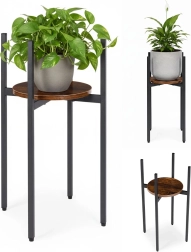 Puķu statīvs loft ModernHome ar metāla konstrukciju un koka plauktu