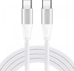 USB‑C kabelis 2 m, balts, 60 W, PD 3.0 un QC 4.0+