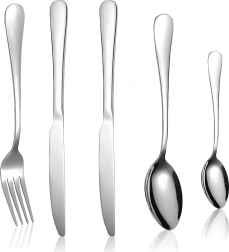 Stainless Steel Cutlery Set Silver 5 pcs for Camping and Grilling