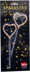 Gold heart-shaped sparklers 16.5 cm