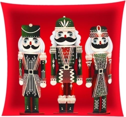 Plīša Ziemassvētku spilvendrāna 40 × 40 cm Riekstkodis RUHHY – 1 gab. – Sarkana