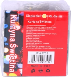 Gaismas aizkars 3 m ar USB – silti balts
